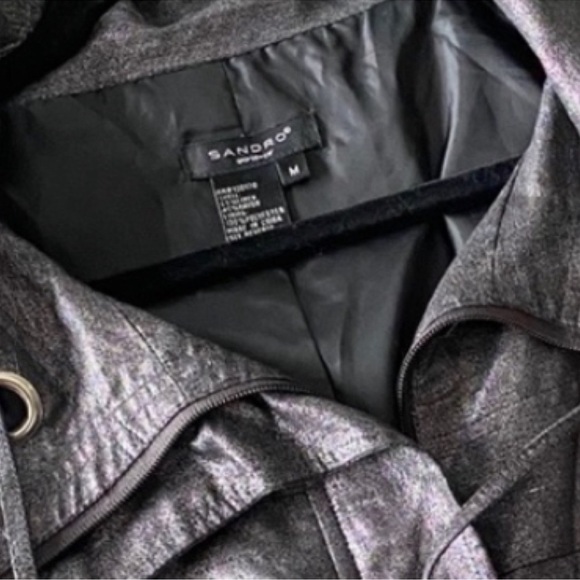 Sandro ༄ Cropped Swing Jacket ༄ Metallic Black + Silver Hardware ༄ M ༄ - Picture 7 of 14